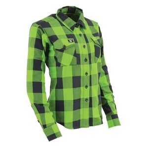 Milwaukee Leather Women's Black and Green Long Sleeve Cotton Flannel